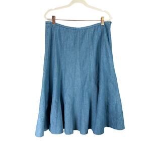 Westbound Skirt Womens 12 Light Blue Chambray A-line Midi Seamed